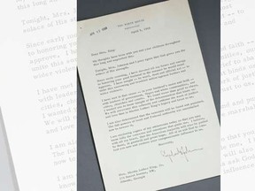 Letter from President Johnson to Martin Luther King Jr.'s wife. 

REUTERS/Quinn's Auction Galleries/Handout via Reuters