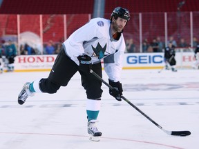 Sharks centre Joe Thornton didn't take kindly to comments made by general manager Doug Wilson about losing his captaincy. (Jerry Lai/USA TODAY Sports/Files)