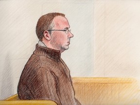 Robert Campbell appeared in court on Friday, March 13, 2015 for a sentencing hearing after he pleaded guilty to defamation and harassment raps.
Sketch by Laurie Foster-MacLEOD
OTTAWA SUN/QMI AGENCY