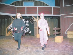 Julia Seaton, left, plays Charlotte and Olivia Farquhar is Wilbur in the Original Kids Theatre Co. production of Charlotte?s Web. (DEREK RUTTAN, The London Free Press)