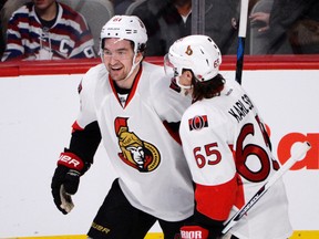Ottawa Senators forward Mark Stone and captain Erik Karlsson. (Eric Bolte-USA TODAY Sports)