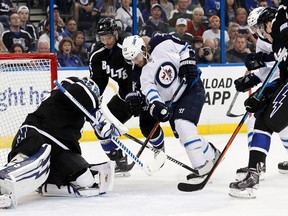 The Jets came back from behind to beat the Tampa Bay Lightning on Saturday. (KIM KLEMENT/USA Today Sports)