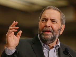 NDP Leader Thomas Mulcair addressed supporters in Toronto on Sunday. (DAVE THOMAS, Toronto Sun)