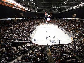 FirstOntario Centre in Hamilton, formerly Copps Coliseum, becomes the new home of the Belleville Bulls in the OHL next season.