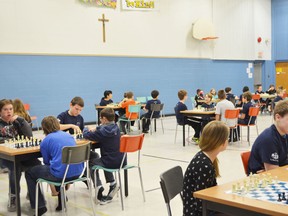 St. Mary’s Catholic School held its annual chess tournament on March 12. A total of 57 students participated. (Brandy Lynn/Signal Star Co-op Student)
