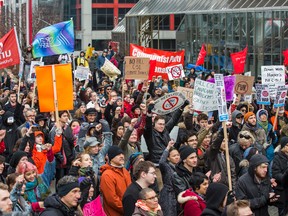 Toronto’s Day of Action Against Bill C-51 demonstration at John St and Front St W in Toronto, Ont.  on Saturday March 14, 2015. Ernest Doroszuk/Toronto Sun/QMI Agency