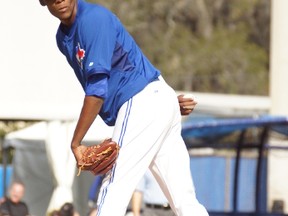 Pitcher Miguel Castro has been turning heads in camp with his velocity and control. Perhaps he should be the Jays closer this season. Eddie Michels/photo)