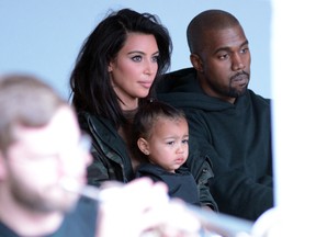 Kim Kardashian, Kanye West and North West in New York City. (WENN.COM)