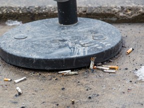 Cigarette butts behind City Hall in Toronto Monday March 16, 2015. (Ernest Doroszuk/Toronto Sun)