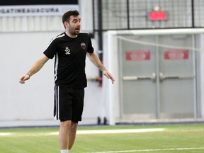 Ottawa Fury FC defender Colin Falvey trains with the club at ​the Complexe Branchaud-Briere in Gatineau on Tuesday. ​(Chris Hofley/Ottawa Sun)