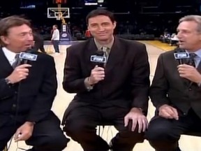 Jack Haley (centre), seen here working for Fox Sports following his NBA career, died Monday at the age of 51. (YouTube)