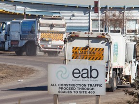 Trucks enter and exit the Edmonton Waste Management Centre in Edmonton, Alta., on Tuesday, March 17, 2015. Ian Kucerak/Edmonton Sun/ QMI Agency