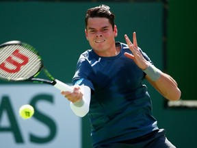 Milos Raonic advanced to the fourth round at the BNP Paribas Open in Indian Wells, Calif., on March 17, 2015. (Julian Finney/Getty Images/AFP)