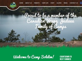Camp Solelim website homepage. (campsolelim.ca)