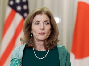 U.S. Ambassador to Japan Caroline Kennedy looks on before a welcome dinner hosted by Japanese Prime Minister Shinzo Abe in Tokyo March 17, 2015.  REUTERS/Kimimasa Mayama/Pool