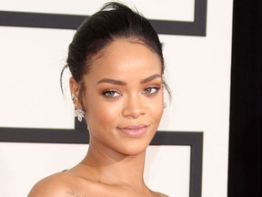 Rihanna at the 57th Annual GRAMMY Awards held at the Staples Center in Los Angeles. ( Adriana M. Barraza/WENN.com)