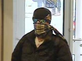This security camera image shows Trevor Sparling as he was dressed when he conducted one of three bank robberies he was convicted of on Wednesday. (Submitted image)