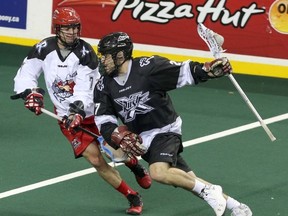 Tyler Melnyk, shown here in a pre-season game against the roughnecks, notched four goals on a five-point night during his first regular season game with the Rush against Vancouver on Saturday. (Mike Drew, QMI Agency)