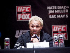 UFC welterweight Josh Koscheck speaks at a press conference at Radio City Music Hall on March 06, 2012 in New York City. (Michael Nagle/Getty Images/AFP)
