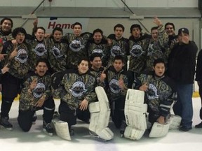 Submitted photo: The Walpole Island midget hockey team won the B' division at the Little Native Hockey League tournament held in Mississauga on March 18, beating Saugeen in the final. This was the 44th year for the Lil' NHL tournament, which brings the best Native hockey teams from across Ontario and runs from March 16-19.