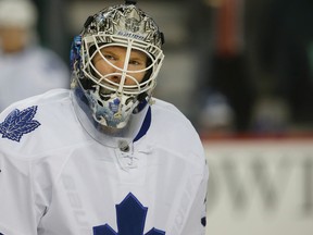 Goalie James Reimer says the Leaf must "keep pushing" despite being out of the playoff race. (Al Charest/QMI Agency)