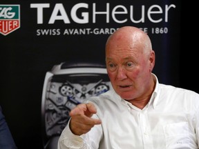Jean-Claude Biver, head of French luxury goods group LVMH's watch business and interim CEO of the group's biggest watch brand, TAG Heuer, addresses a news conference in the western Swiss town La Chaux-de-Fonds Dec. 16, 2014.  REUTERS/Arnd Wiegmann