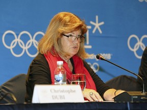Gunilla Lindberg, chair of the IOC's coordination committee for 2018, speaks during a news conference in Gangneung March 19, 2015. (REUTERS/Yoo Hyung-jae/Yonhap)
