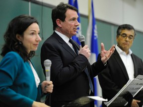 Media mogul and Parti Quebecois leadership candidate Pierre Karl Peladeau, centre.
JEAN-FRANCOIS DESGAGNES/QMI AGENCY