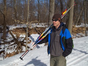 Nigel Tracy of Circle R Ranch in Delaware, west of London, checks the condition of the facility?s cross-country ski trails on Thursday. (MIKE HENSEN, The London Free Press)