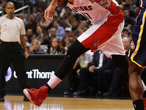 The numbers say Jonas Valanciunas has improved in the three games since the birth of his son. JV, however, won't say if the event has impacted his play on the court, until the season is over. (MICHAEL PEAKE, Toronto Sun)