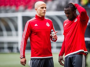 The Reds’ Michael Bradley (left) and Jozy Altidore are expected to join the American national team for a pair of friendlies later this month and could miss TFC’s next game on March 29. (Carmine Marinelli, QMI Agency)