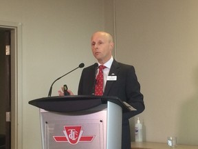 Andy Byford speaks at TTC headquarters on Friday, March 20, 2015. (DON PEAT/Toronto Sun)