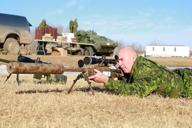 Nigel Wainwright, Edmonton Sun Director of Circulation takes part of the Soldier for a Day (SFAD) program in CFB Wainwright, Alta., along with 1 PPCLI soldiers who were wrapping up a 10-day high-impact training exercise, Exercise Patricia Villain. Grant Cree/Special to the Edmonton Sun