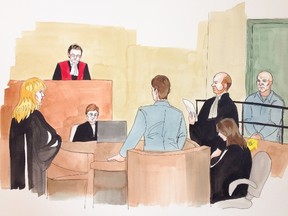 Bertrand Charest, coach of the Laurentian Alpine Ski Team, faces 47 counts related to sexual crimes. He was in court on March 16, 2015. (Illustration: Delph Berg/QMI Agency)