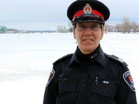 Sgt. Laurel Mundt is the first woman to retire from the Kingston Police Force. Seen here in Kingston, Ont. on Friday March 20, 2015. Steph Crosier/Kingston Whig-Standard/QMI Agency
