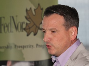 Greg Rickford, minister responsible for FedNor, made funding announcements at the Greater Sudbury Airport on Friday March 20, 2015. John Lappa/Sudbury Star/QMI Agency