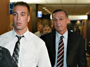 Mark Lafleur, the son of hockey legend Guy Lafleur (right), was arrested again in Montreal after falling asleep in his car on a busy road. (QMI Agency/Files)
