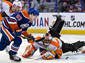 Ryan Nugent-Hopkins opened the scoring, potted the overtime winner and finished plus-3 in Saturday's win over Philadelphia (Codie McLachlan, Edmonton Sun).
