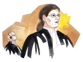 Laurie Lacelle in this court sketch during the Shafia trial. (QMI Agency)