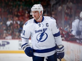 Steven Stamkos received a five-minute major penalty on Sunday after trading blows with Brad Marchand. (AFP)