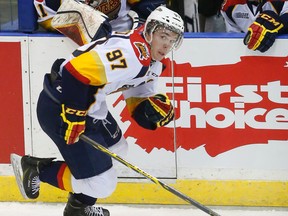 Connor McDavid (97) of the Erie Otters is projected to be the No. 1 pick in the NHL draft. (Michael Peake/Toronto Sun/QMI Agency)