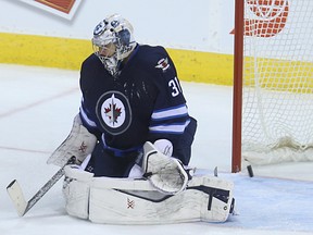 Winnipeg Jets goaltender Ondrej Pavelec has been named the NHL's first star of the week. (Kevin King/Winnipeg Sun file photo)