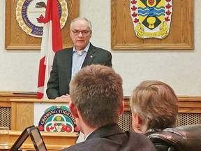 Randy Pettapiece, MPP for Perth-Wellington, addressed West Perth council March 16. KRISTINE JEAN/MITCHELL ADVOCATE