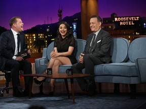 Tom Hanks and Mila Kunis on "Late Late Show With James Corden."