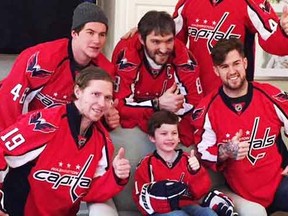 Alex Ovechkin, Nicklas Backstrom, Mike Green, Tom Wilson and Michael Latta of the Washington Capitals visit Bensten Schone.