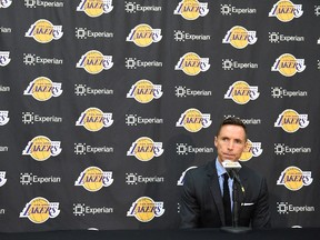 Steve Nash of the L.A. Lakers announces his retirement at a press conference at the Toyota Sports Center on March 24, 2015 in El Segundo, California. (Harry How/Getty Images/AFP)