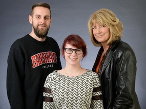 From left, Liam O?Brien, Danielle Gorski and Victoria Digby are preparing for Saturday?s benefit show to help send O?Brien and Gorski to Haiti on April 26 to work at an infant and toddler nutrition centre and conduct adult literacy workshops and more. (MORRIS LAMONT, The London Free Press)