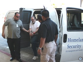 Raymond Douglas Charles Macleod, 72, was repatriated under escort by ICE Enforcement and Removal Operations (ERO) officers on a commercial flight that departed from Los Angeles International Airport. Macleod is facing trial in Canada for the 1974 rape of a 5-year-old girl with cerebral palsy. (U.S. Immigration and Customs Enforcement photo)