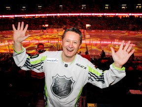 Alberta hockey fan Rob Suggitt and his 30-Rinks-in-30-Nights charity hockey tour breezed through Calgary on Wednesday night. Photo by Lyle Aspinall/Calgary Sun.