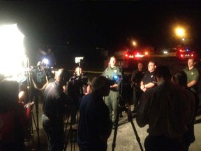 Pasco County Sheriff Chris Nocco address the media in Hudson, Fla., on Wednesday, March 25, 2015. (@pascosheriff)